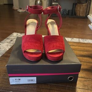 Vince Camuto Bold Red Suede Heels